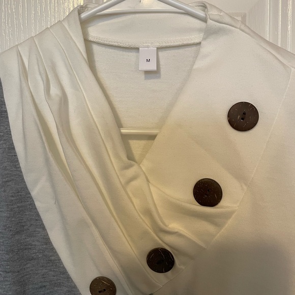 Decorative Button Patchwork Asymmetrical Neck NWOT - Picture 6 of 7